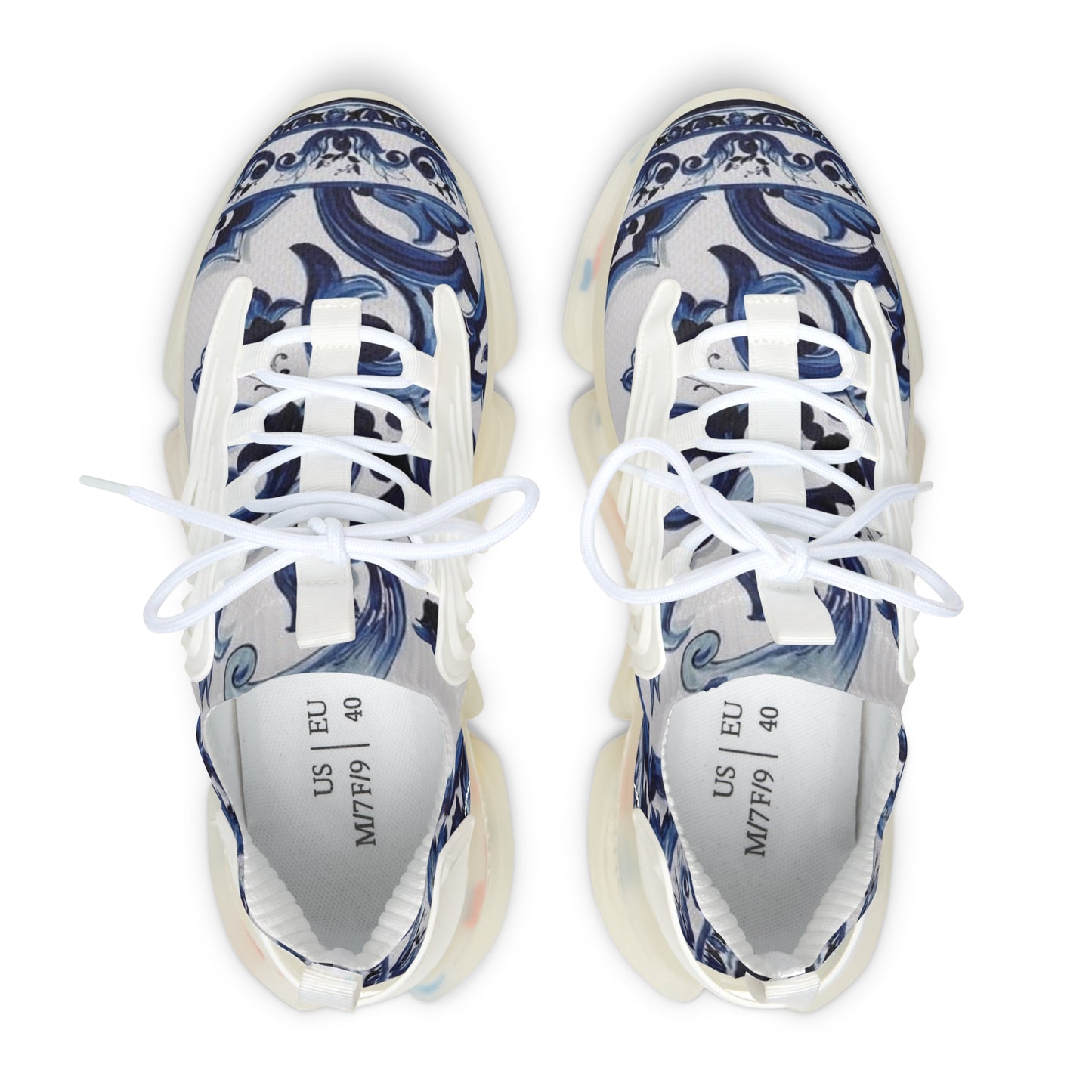 Blue Majolica Collection Women's Mesh Sneakers-Design Margo Makaroff- Personalization Available