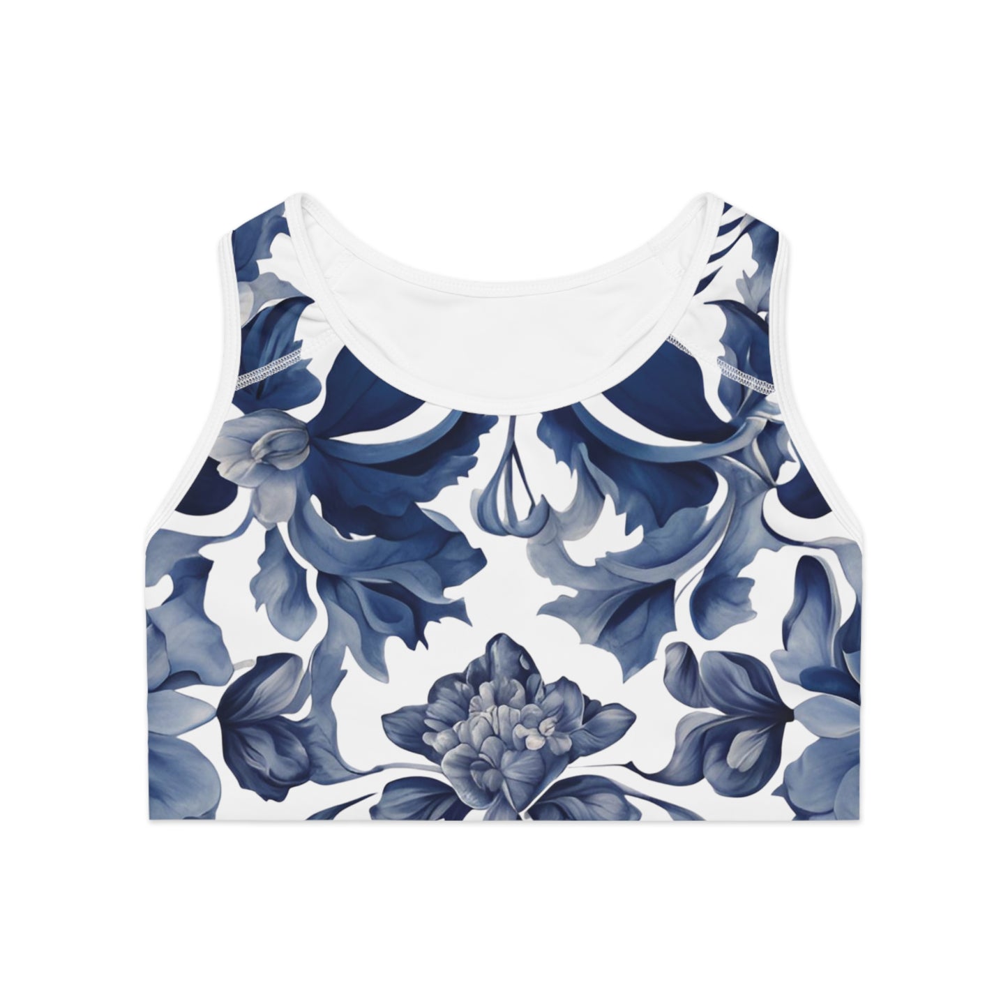 Blue Majolica Sports Bra by Margo Makaroff with Personalization