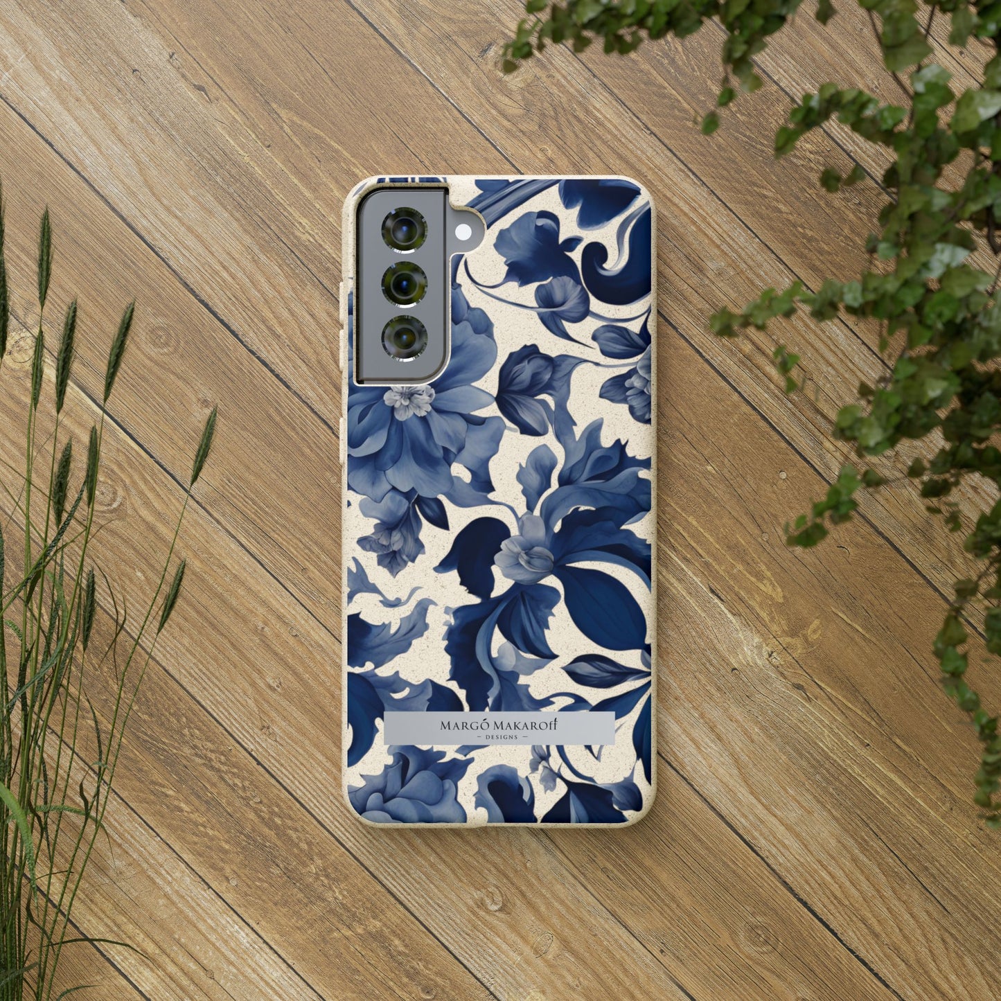 Blue Majolica Collection Biodegradable Phone Case - Eco-Friendly Style for Nature Lovers with Personalization by Margo Makaroff