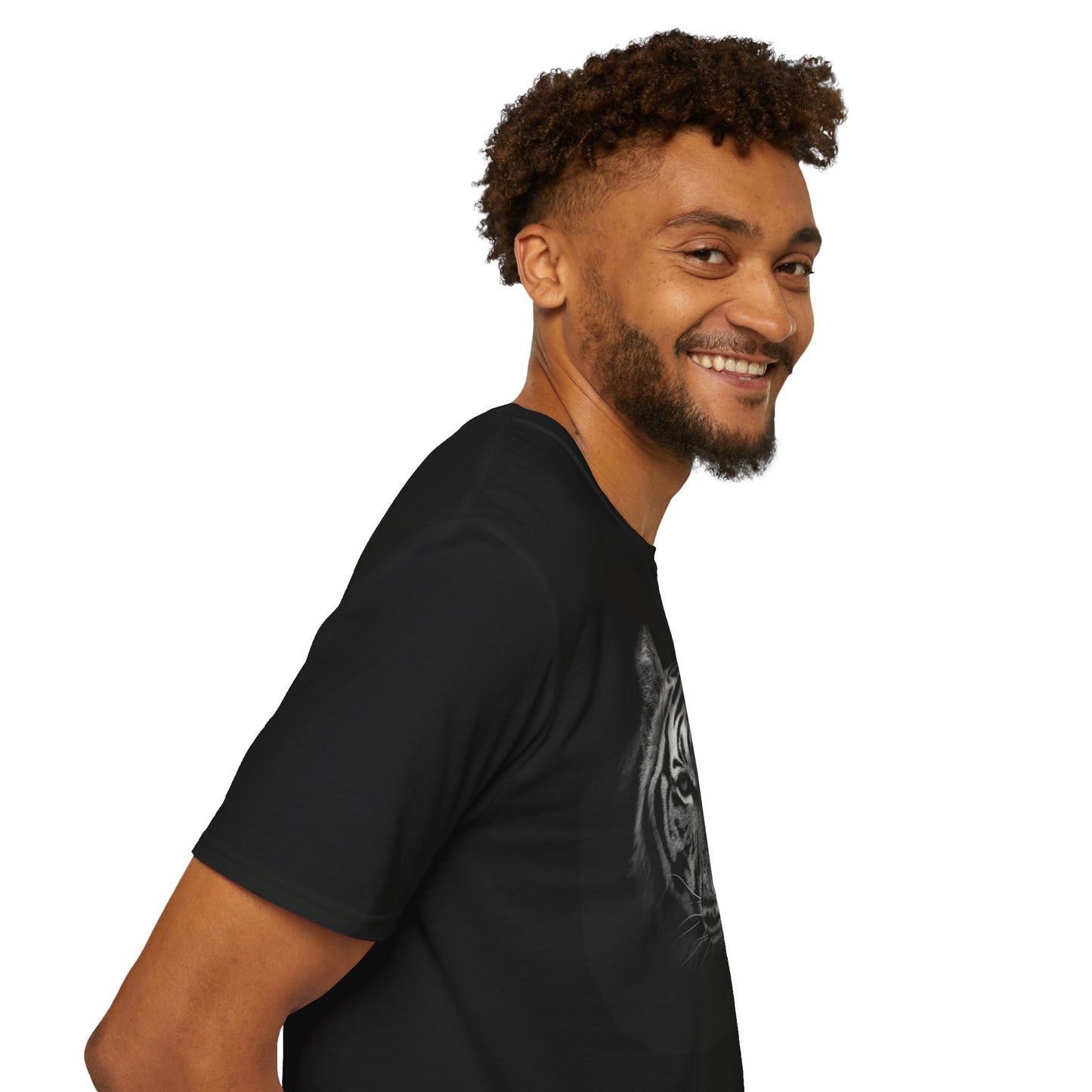 Monochrome Tiger Head Unisex T-Shirt by Margo Makaroff Design