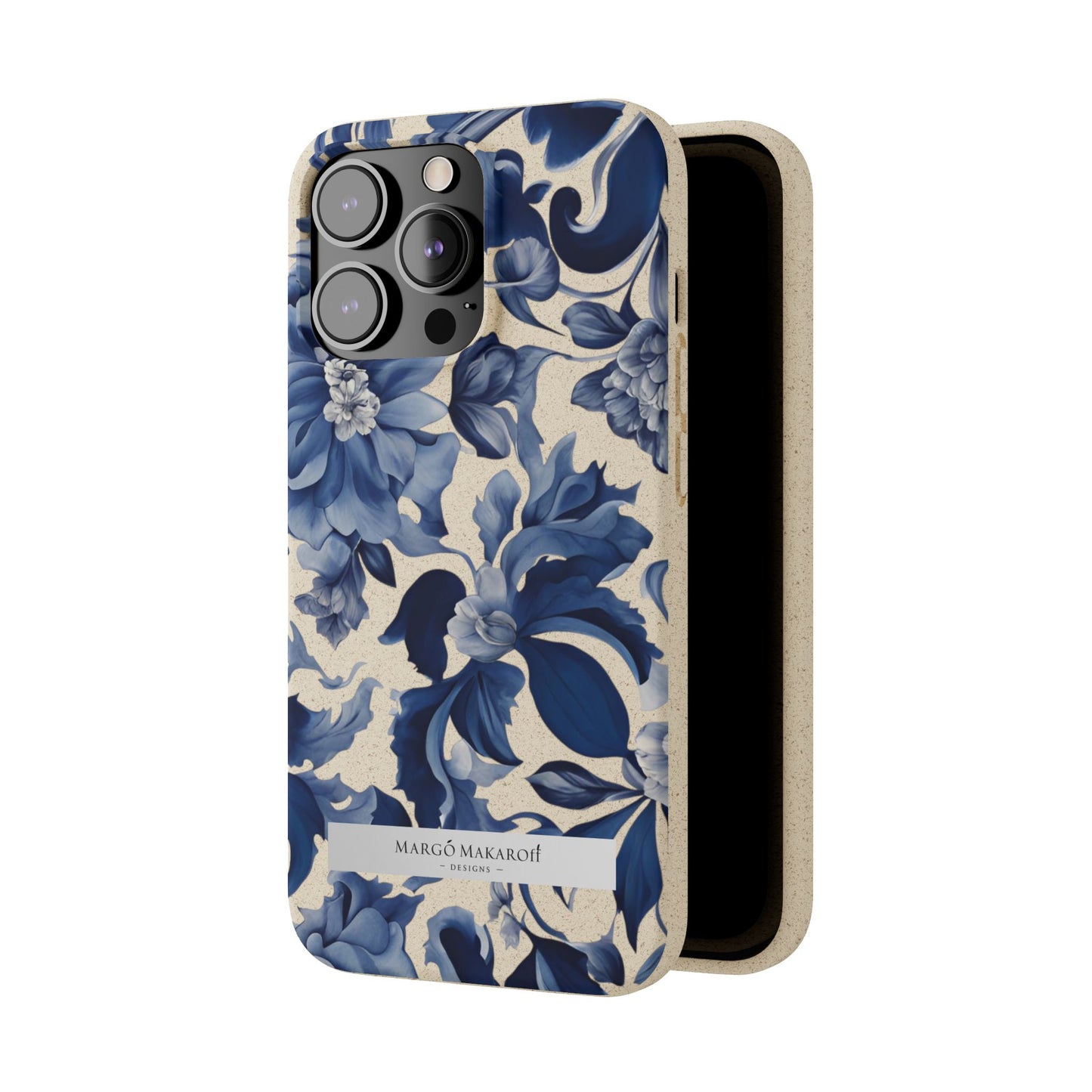 Blue Majolica Collection Biodegradable Phone Case - Eco-Friendly Style for Nature Lovers with Personalization by Margo Makaroff