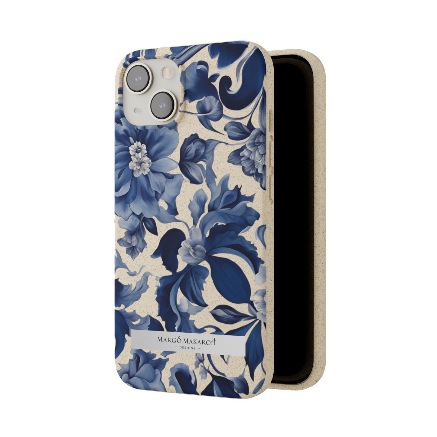 Blue Majolica Collection Biodegradable Phone Case - Eco-Friendly Style for Nature Lovers with Personalization by Margo Makaroff
