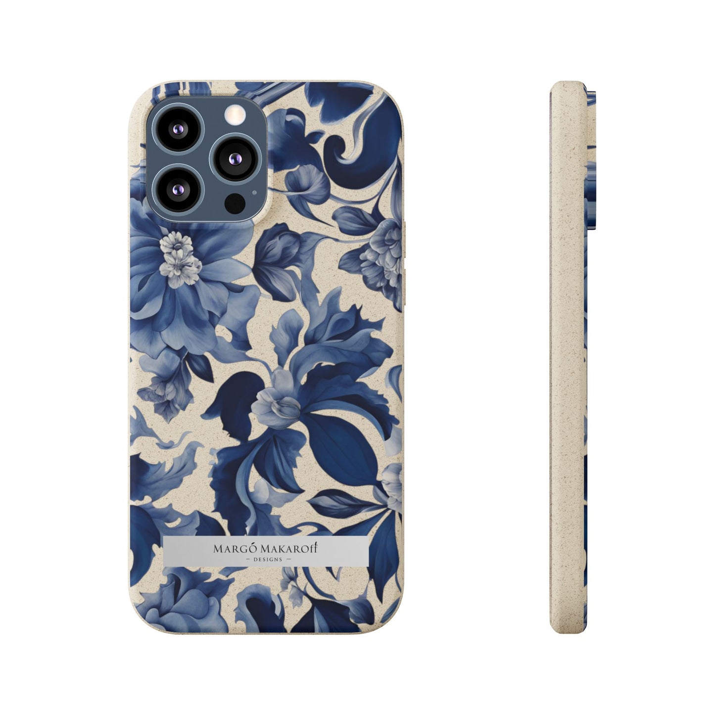 Blue Majolica Collection Biodegradable Phone Case - Eco-Friendly Style for Nature Lovers with Personalization by Margo Makaroff