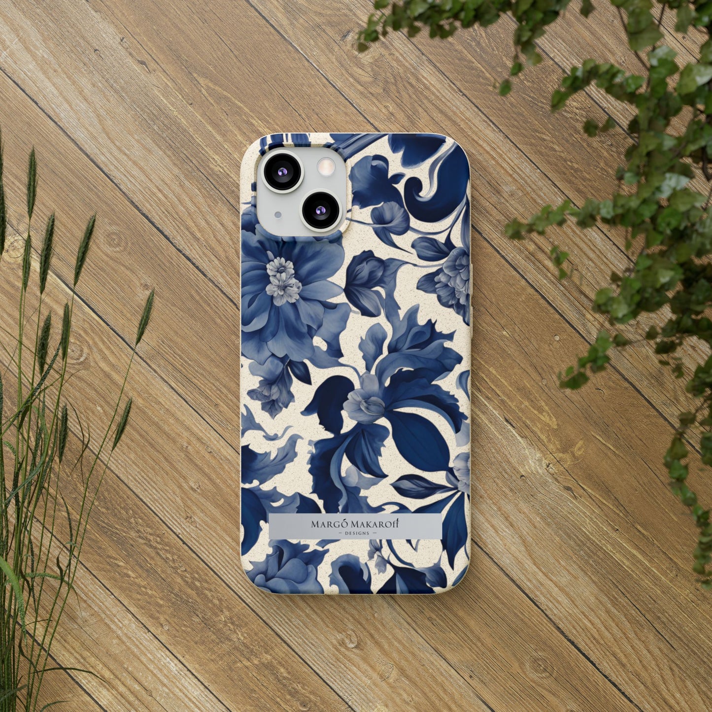 Blue Majolica Collection Biodegradable Phone Case - Eco-Friendly Style for Nature Lovers with Personalization by Margo Makaroff