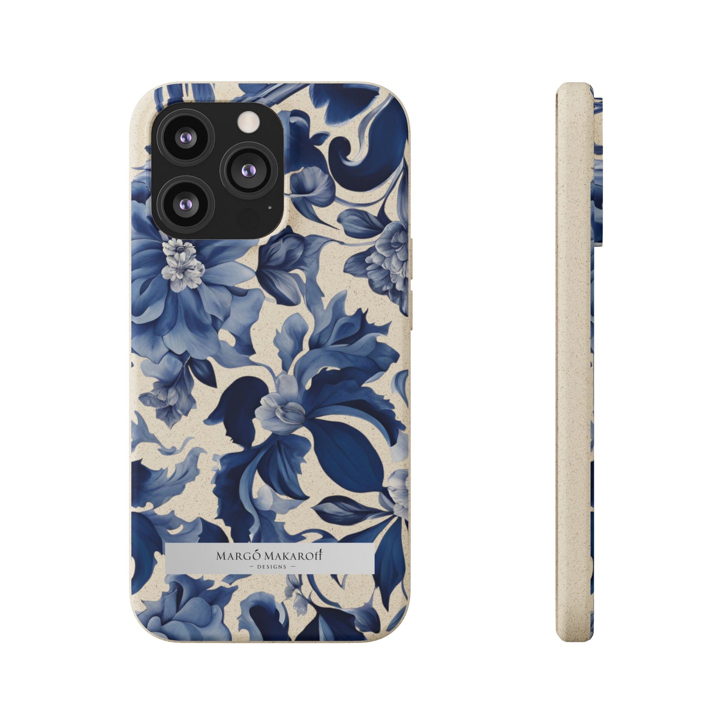 Blue Majolica Collection Biodegradable Phone Case - Eco-Friendly Style for Nature Lovers with Personalization by Margo Makaroff