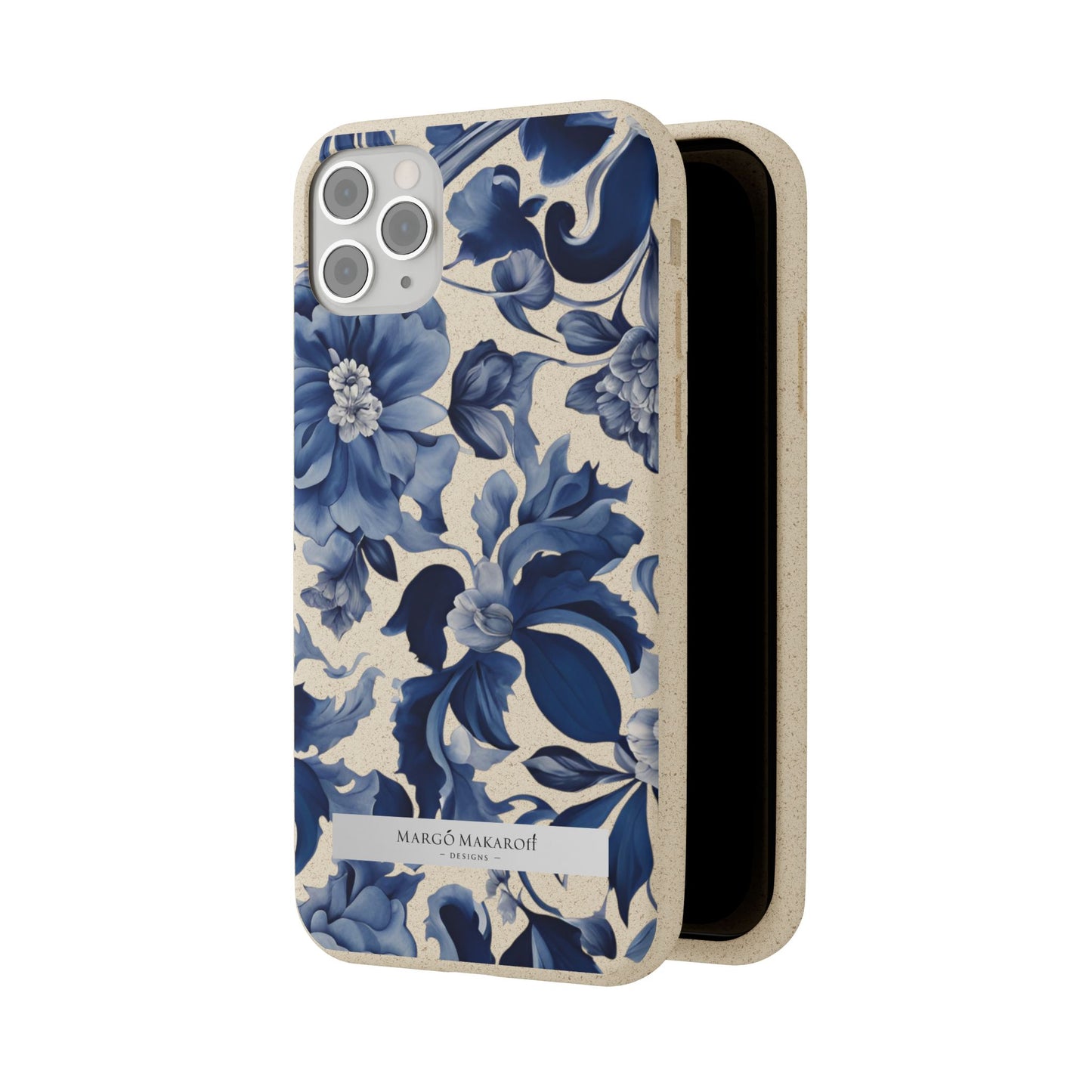Blue Majolica Collection Biodegradable Phone Case - Eco-Friendly Style for Nature Lovers with Personalization by Margo Makaroff
