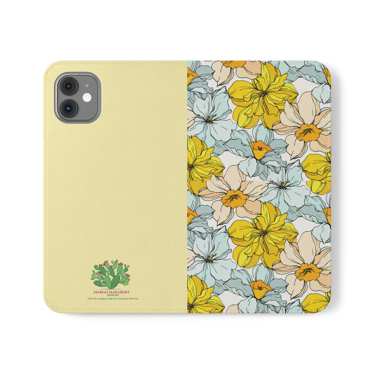 Floral with Pastel Yellow Wallet Case for iPhone & Android – Margo Makroff - Personalization Available