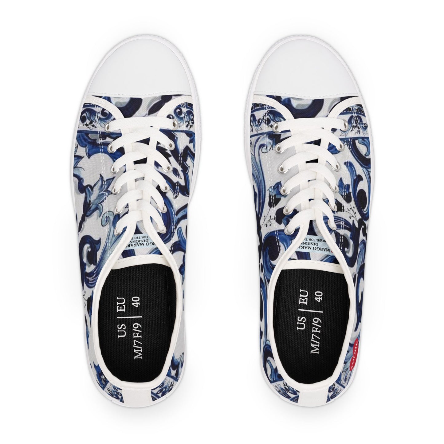Elegant Blue Majolica Collection Sneakers for Women by Margo Makaroff - Personalization Available