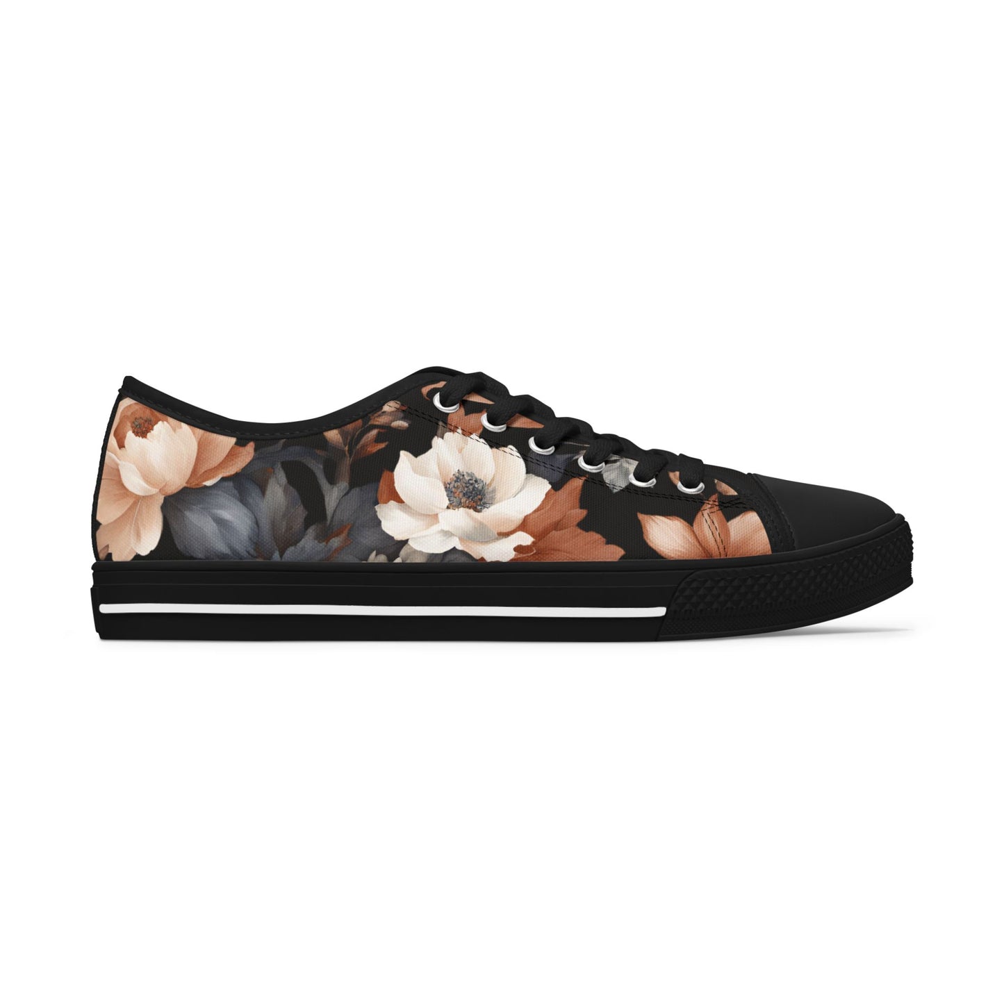 Floral Women's Sneakers - Monochrome Design by Margo Makaroff - Personalization Available