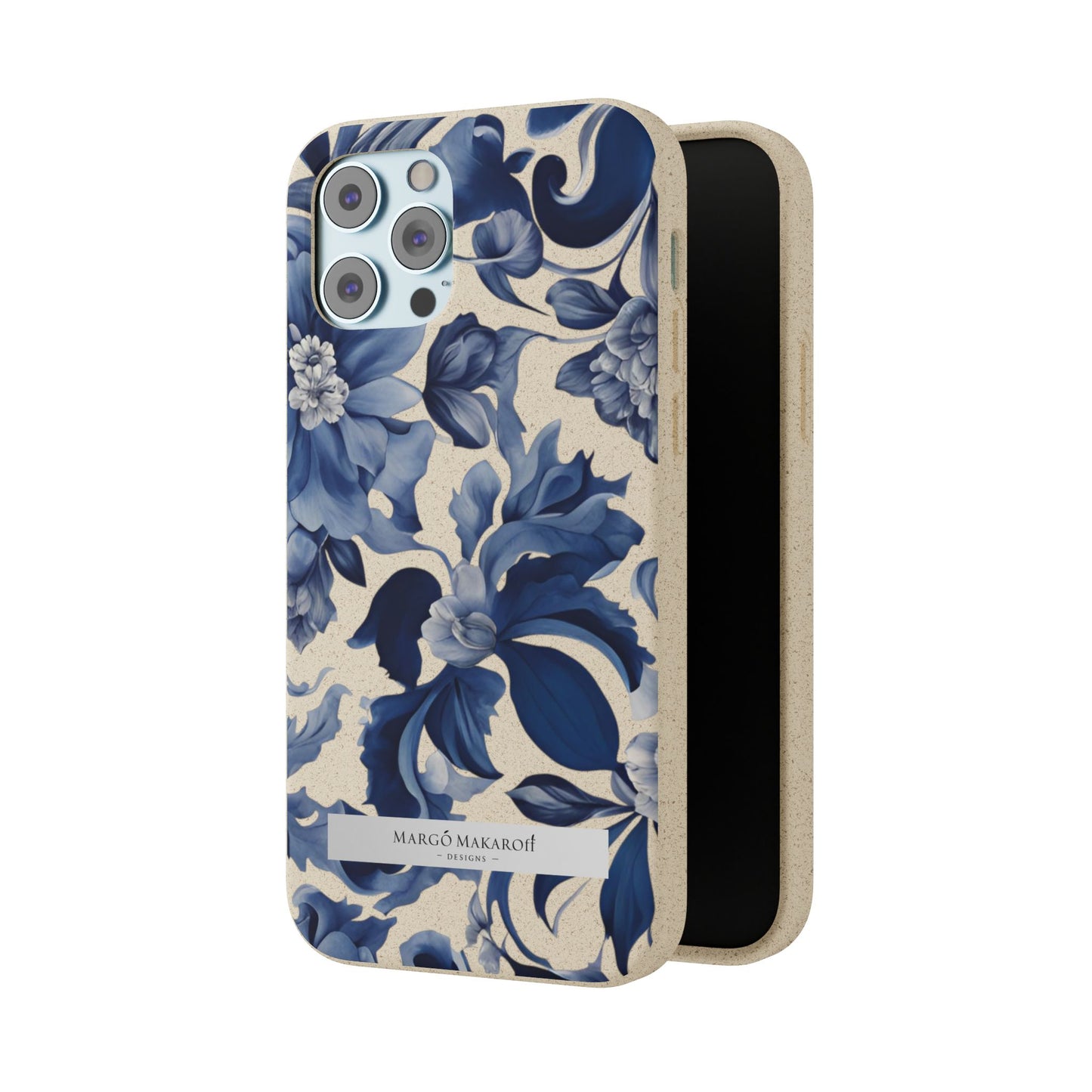 Blue Majolica Collection Biodegradable Phone Case - Eco-Friendly Style for Nature Lovers with Personalization by Margo Makaroff