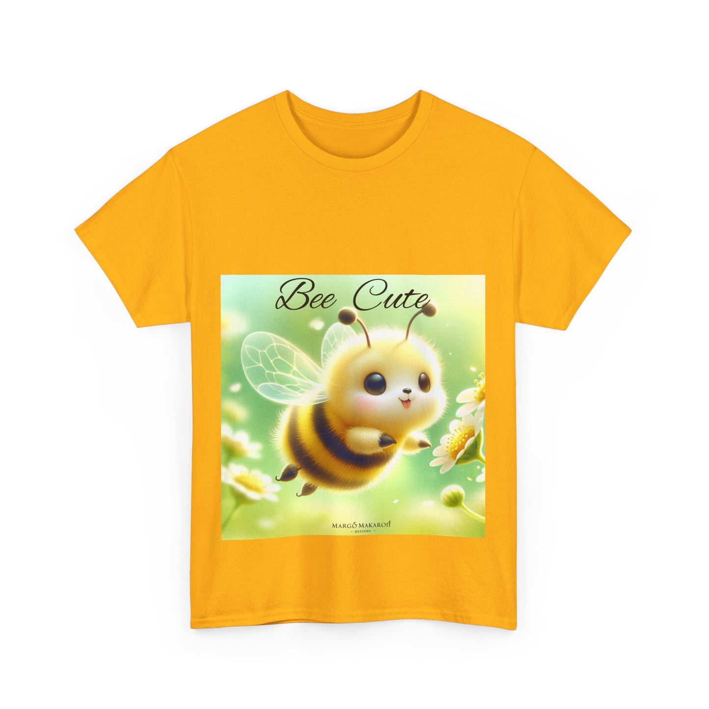 Bee Cute Unisex Heavy Cotton Tee - Design Margo Makaroff with Personalization