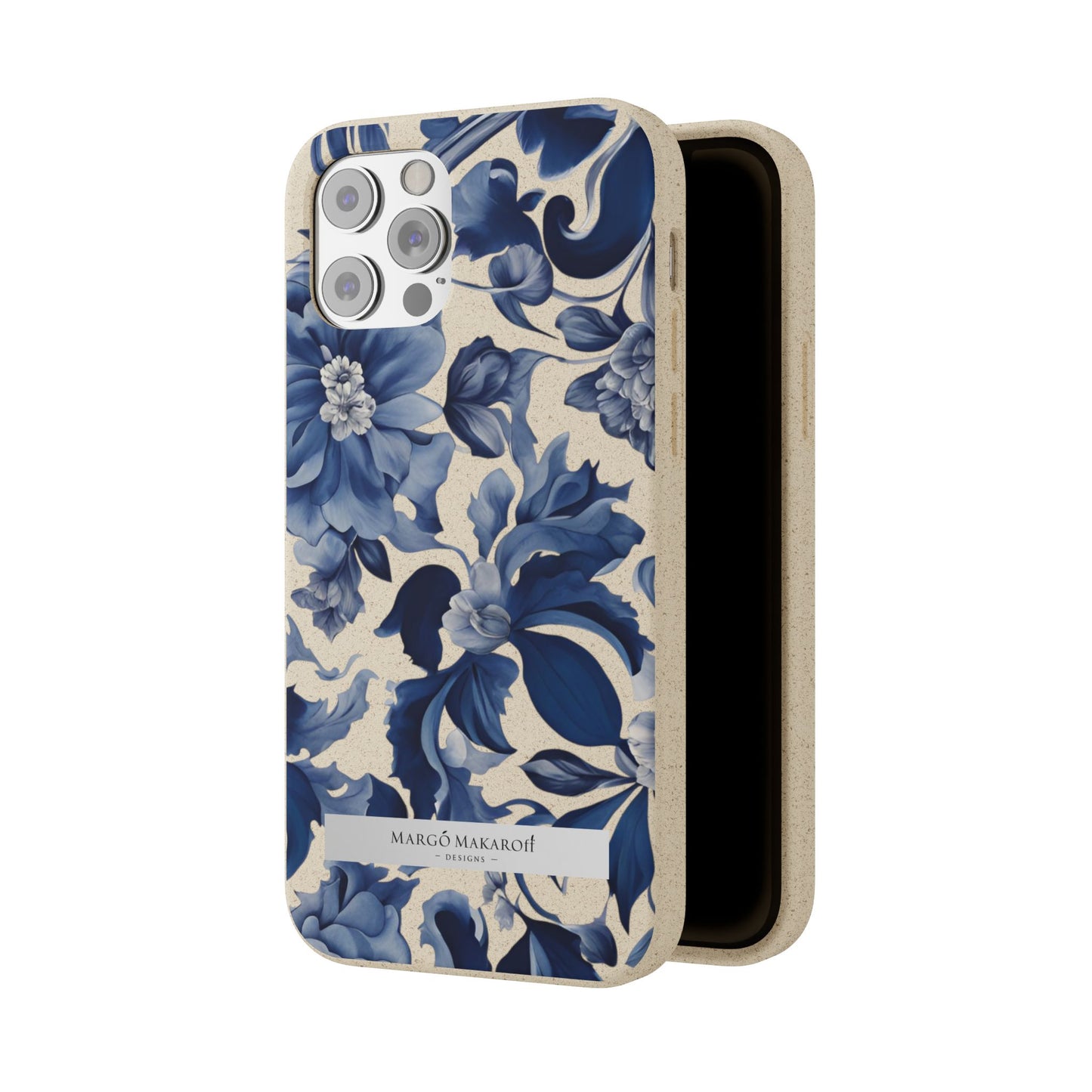 Blue Majolica Collection Biodegradable Phone Case - Eco-Friendly Style for Nature Lovers with Personalization by Margo Makaroff