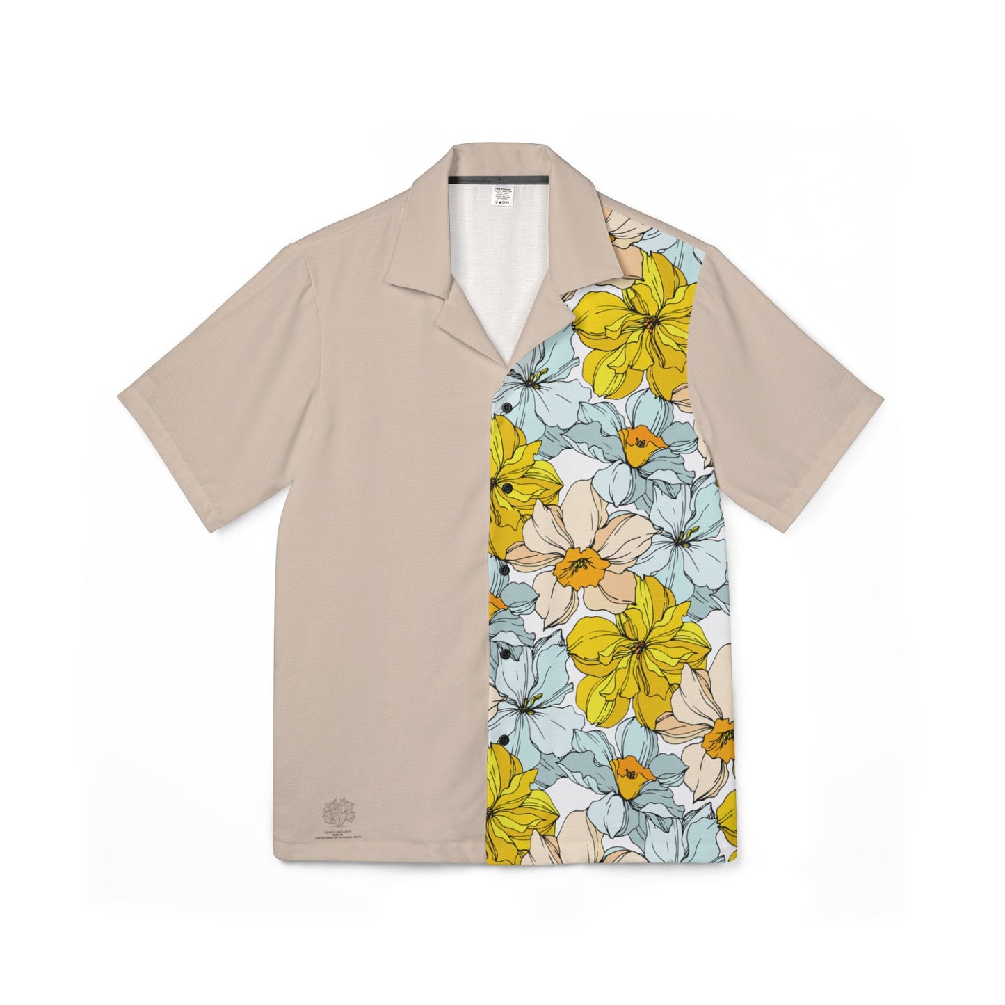 Men's Shirt - Pastel Beige with Floral Design by Margo Makaroff