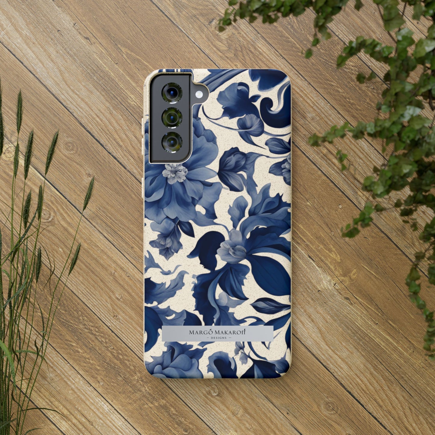 Blue Majolica Collection Biodegradable Phone Case - Eco-Friendly Style for Nature Lovers with Personalization by Margo Makaroff
