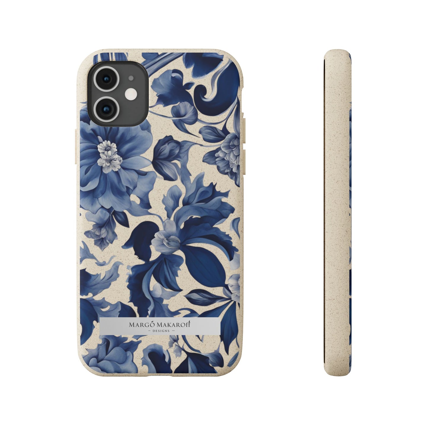 Blue Majolica Collection Biodegradable Phone Case - Eco-Friendly Style for Nature Lovers with Personalization by Margo Makaroff