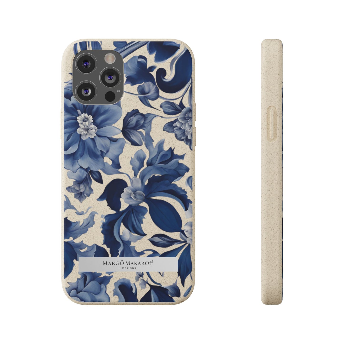 Blue Majolica Collection Biodegradable Phone Case - Eco-Friendly Style for Nature Lovers with Personalization by Margo Makaroff