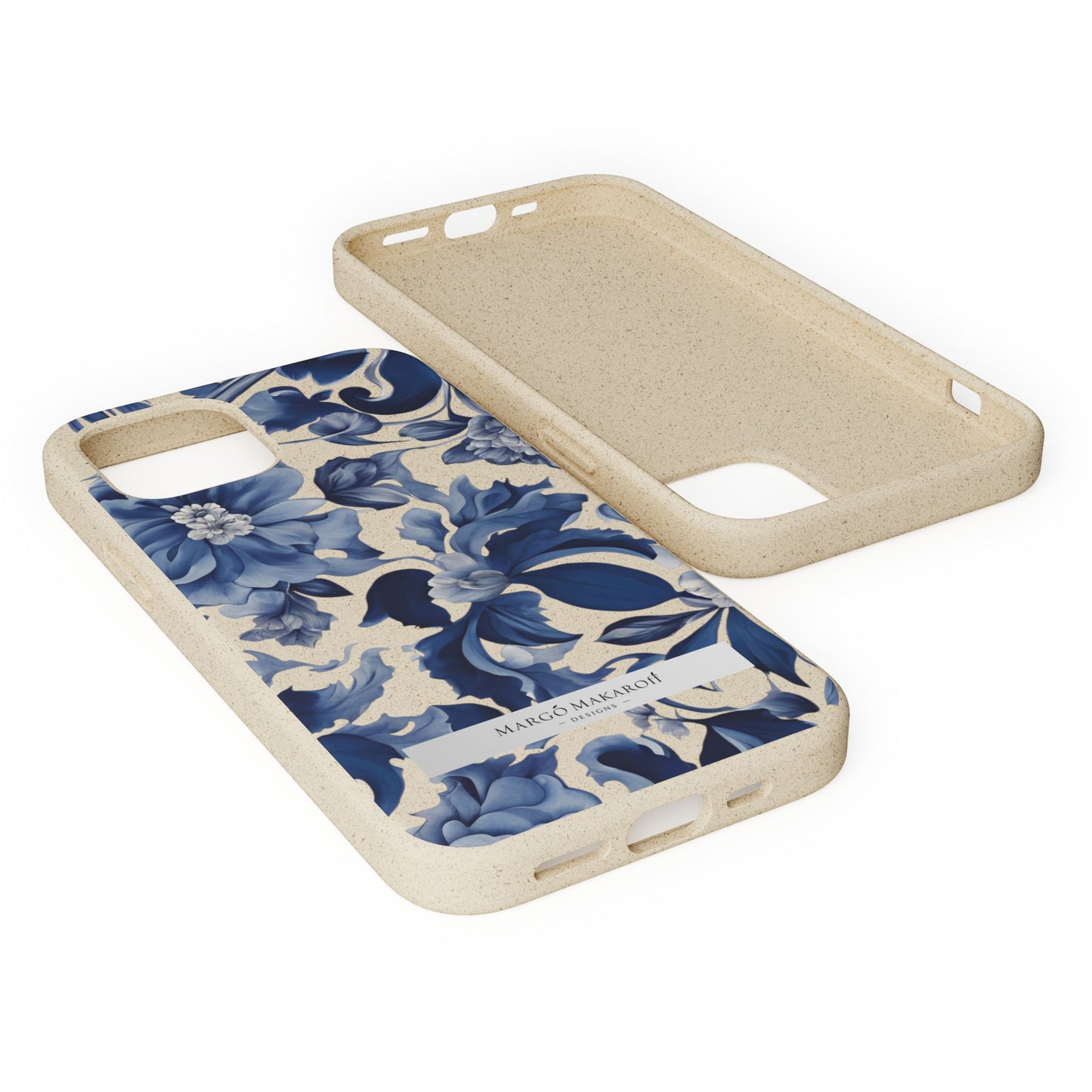Blue Majolica Collection Biodegradable Phone Case - Eco-Friendly Style for Nature Lovers with Personalization by Margo Makaroff