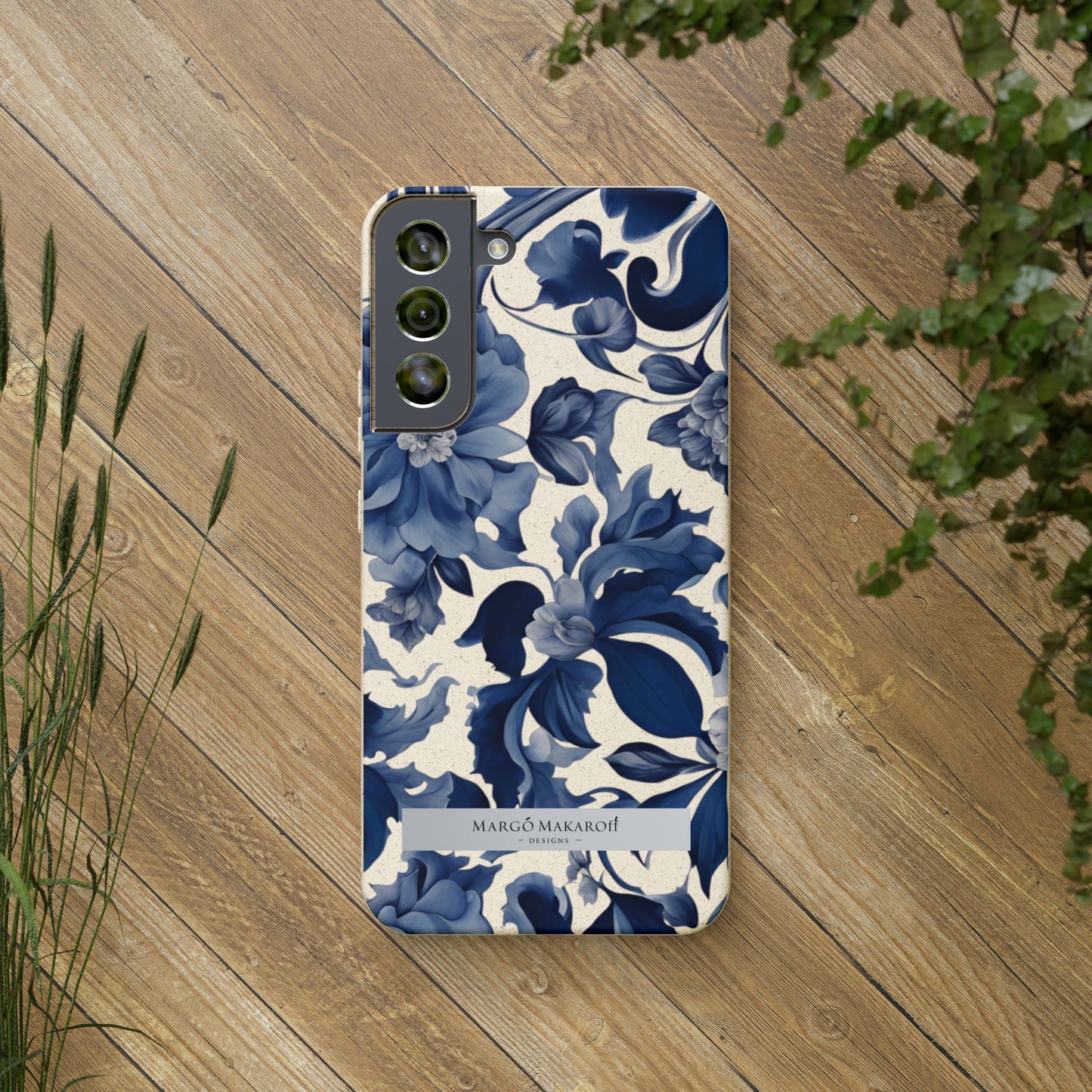 Blue Majolica Collection Biodegradable Phone Case - Eco-Friendly Style for Nature Lovers with Personalization by Margo Makaroff