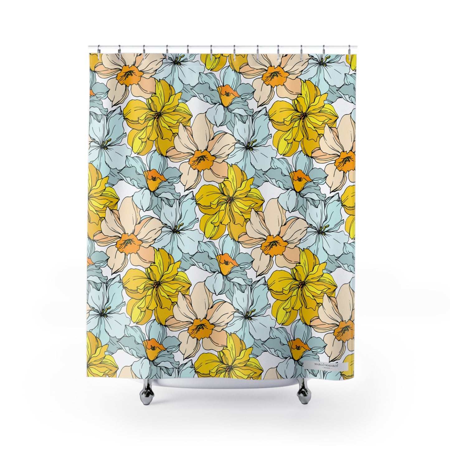 Elegant Floral Shower Curtain - Pastel Floral Pattern for Stylish Bathrooms with personalization by Margo Makaroff