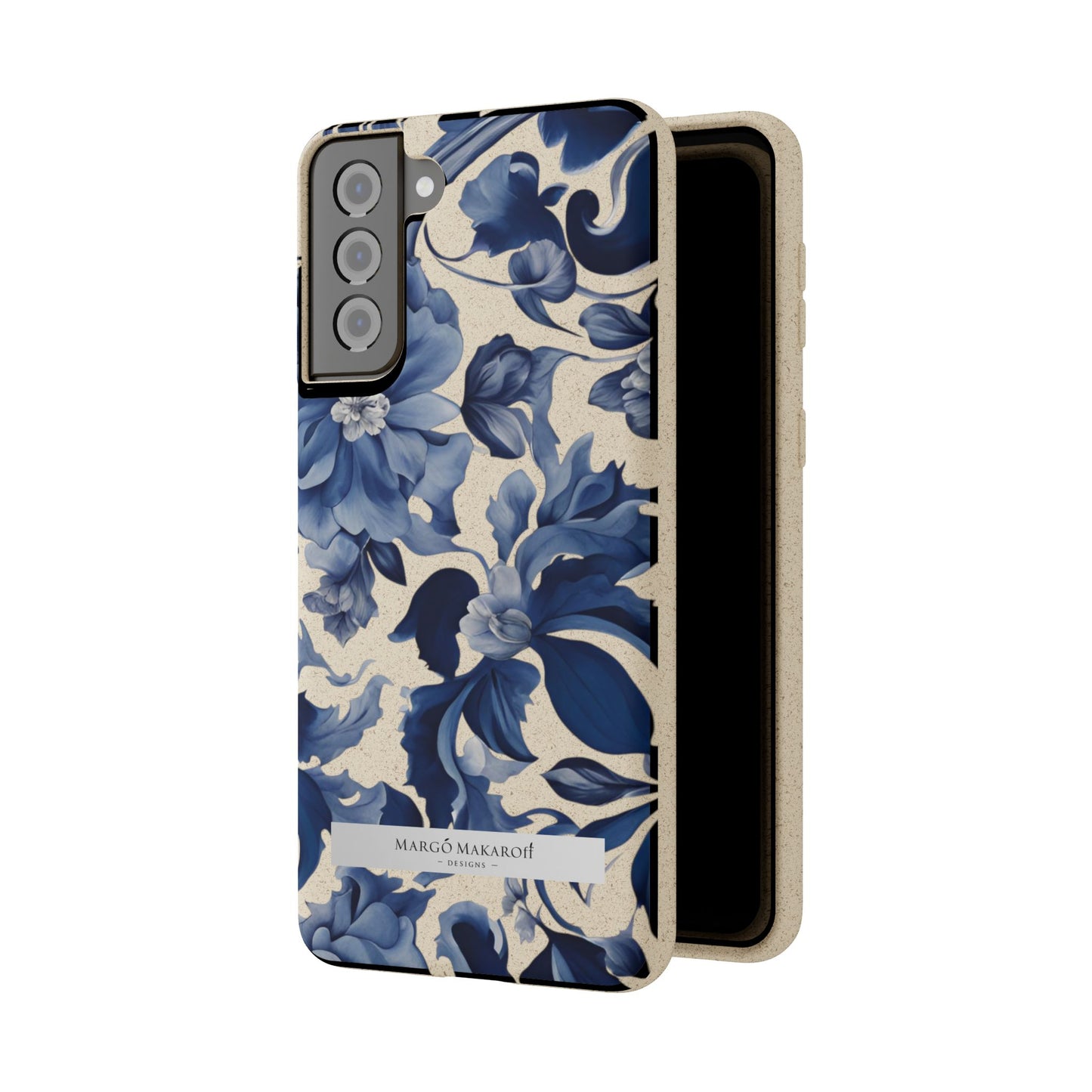 Blue Majolica Collection Biodegradable Phone Case - Eco-Friendly Style for Nature Lovers with Personalization by Margo Makaroff