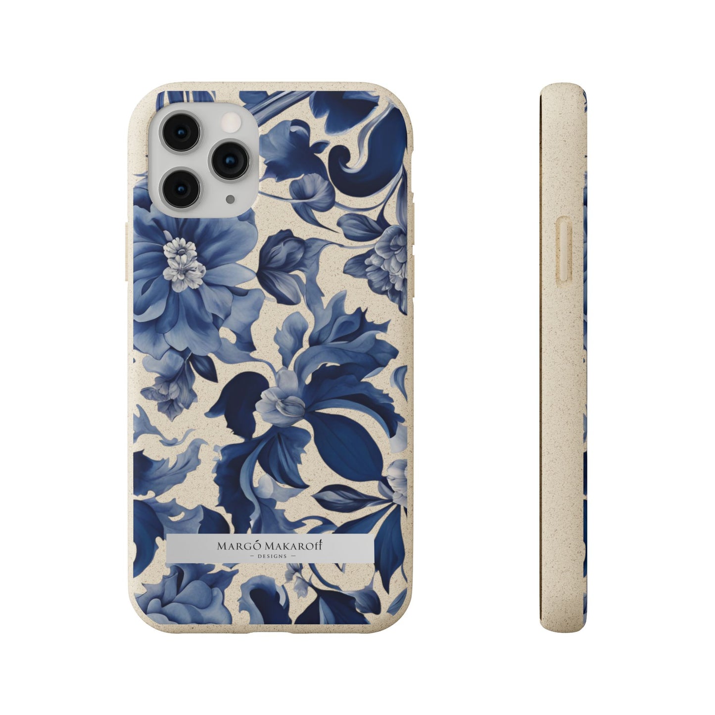 Blue Majolica Collection Biodegradable Phone Case - Eco-Friendly Style for Nature Lovers with Personalization by Margo Makaroff