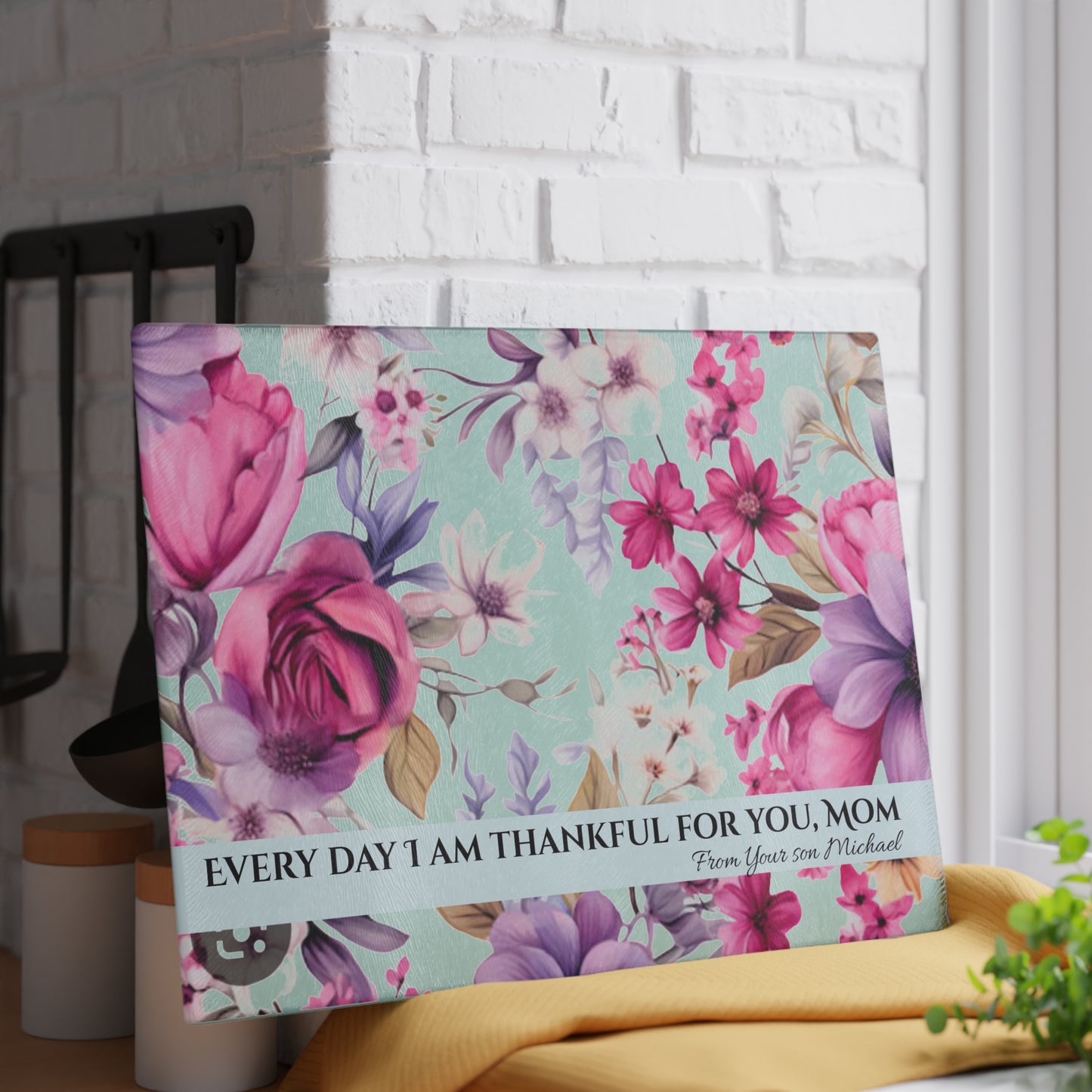 Floral Cutting Board for Mom - Meaningful Gift - Margo Makaroff - With Personalization