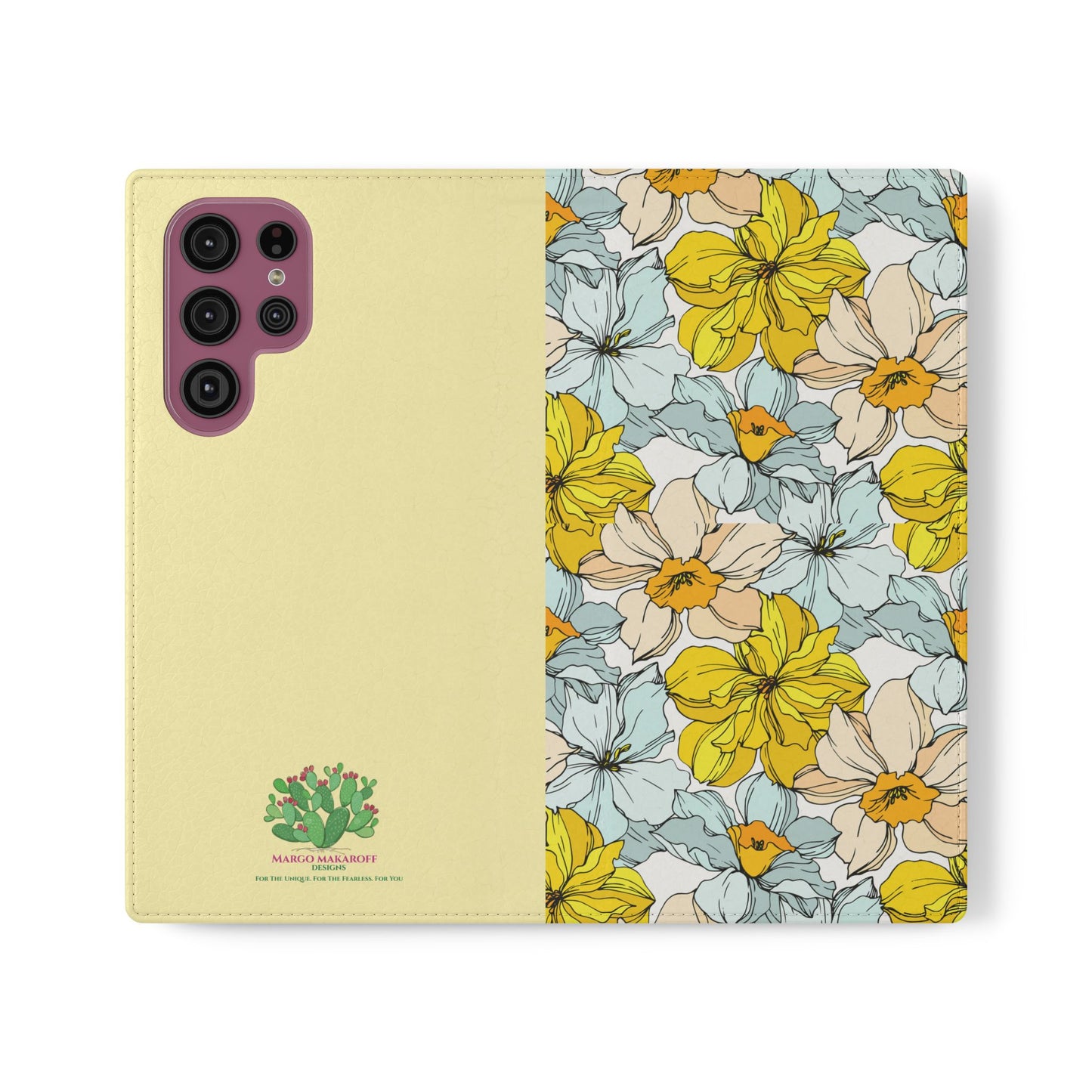 Floral with Pastel Yellow Wallet Case for iPhone & Android – Margo Makroff - Personalization Available