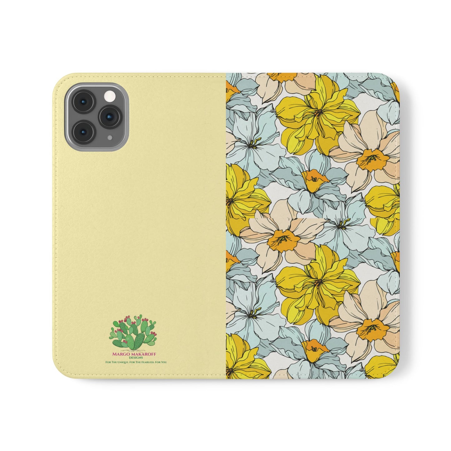 Floral with Pastel Yellow Wallet Case for iPhone & Android – Margo Makroff - Personalization Available