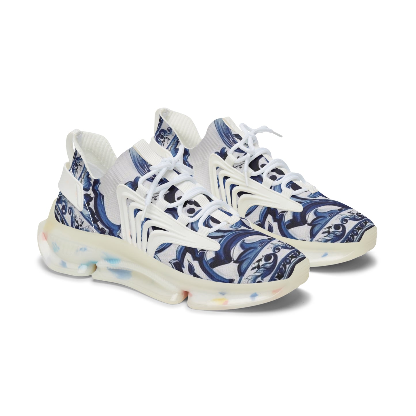 Blue Majolica Collection Women's Mesh Sneakers-Design Margo Makaroff- Personalization Available