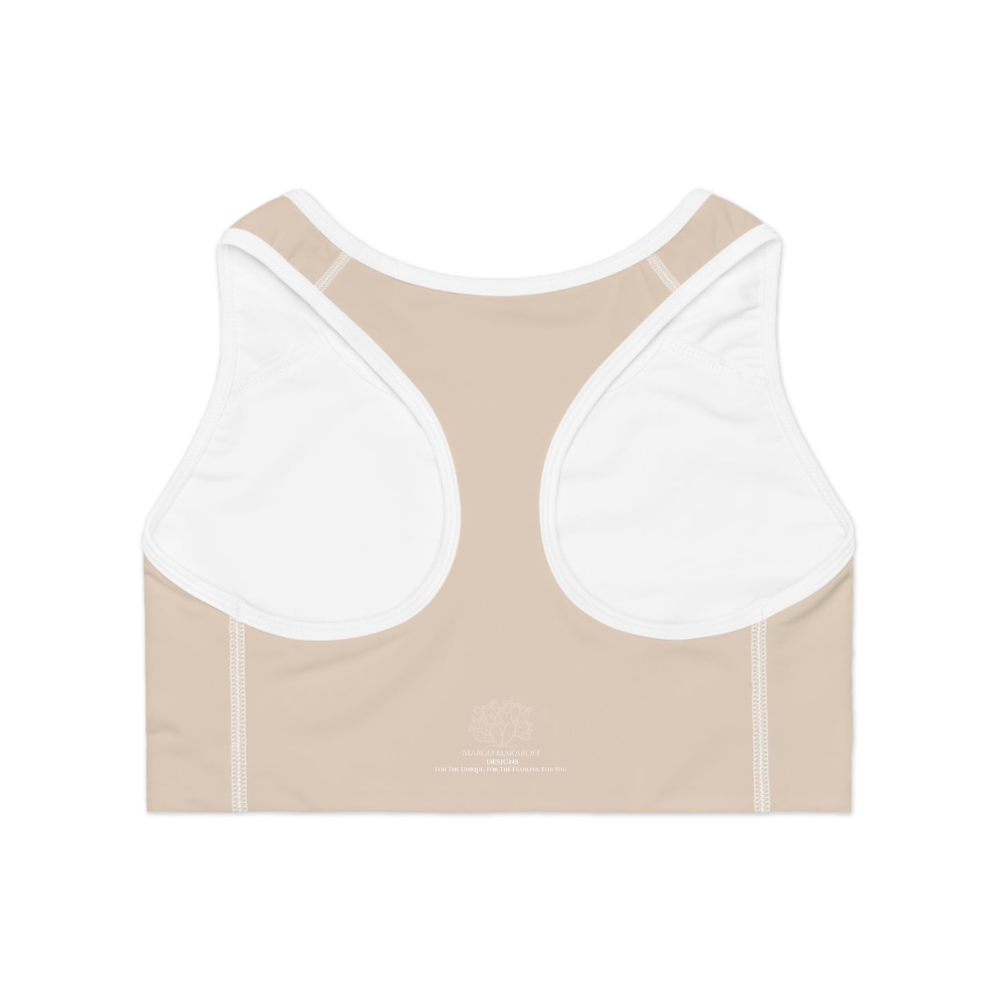 Pastel Beige Minimalistic Sports Bra for Stylish Workouts by Margo Makaroff