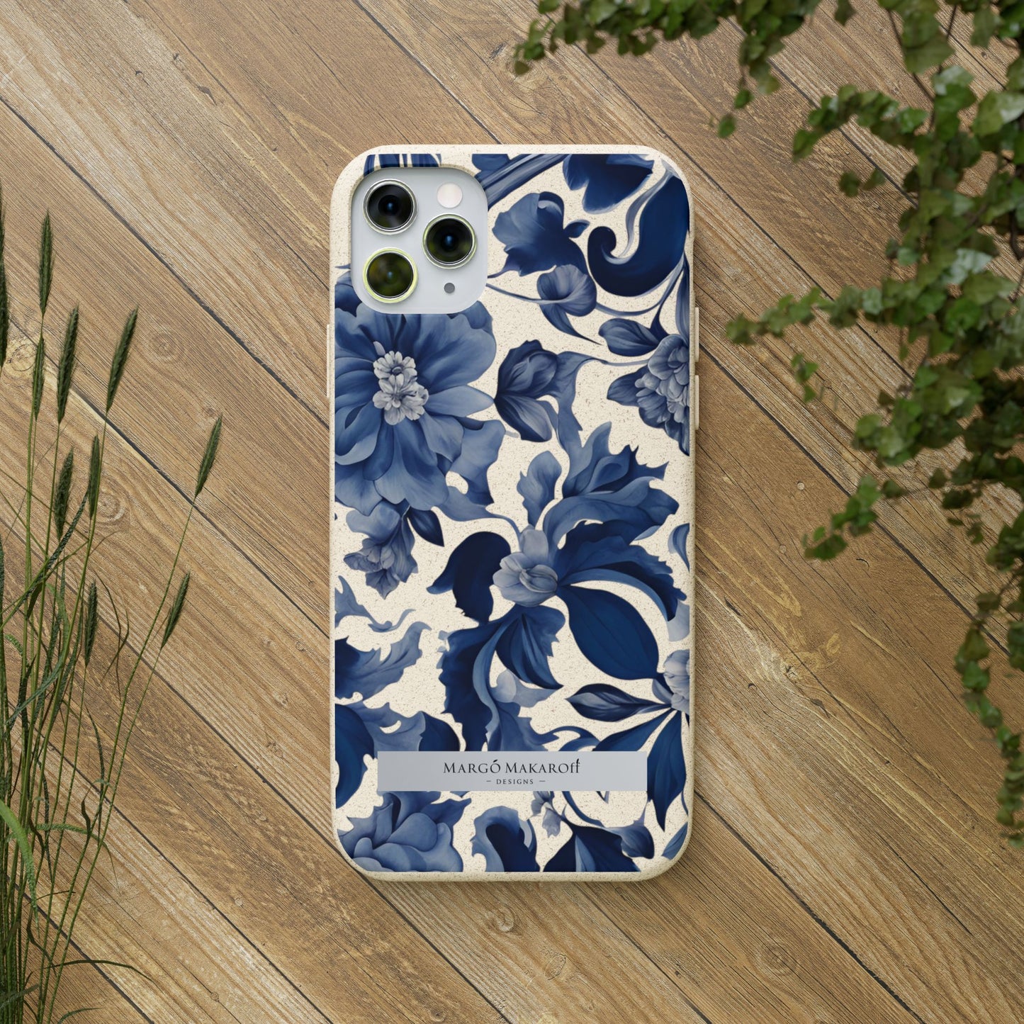 Blue Majolica Collection Biodegradable Phone Case - Eco-Friendly Style for Nature Lovers with Personalization by Margo Makaroff
