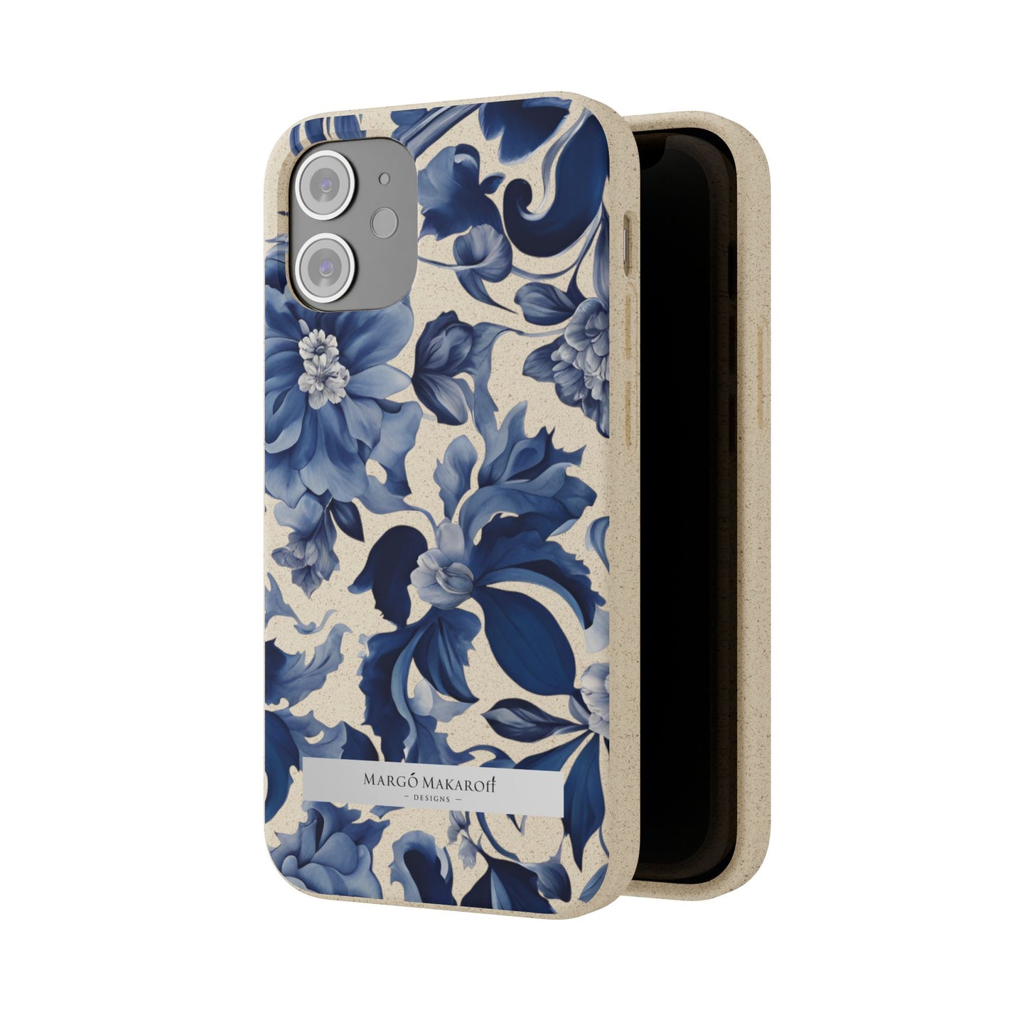 Blue Majolica Collection Biodegradable Phone Case - Eco-Friendly Style for Nature Lovers with Personalization by Margo Makaroff