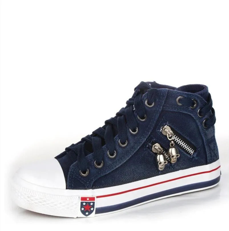 Women Casual Denim Canvas Sneakers Lace-up
