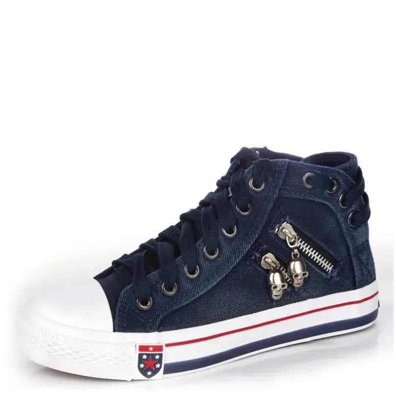 Women Casual Denim Canvas Sneakers Lace-up