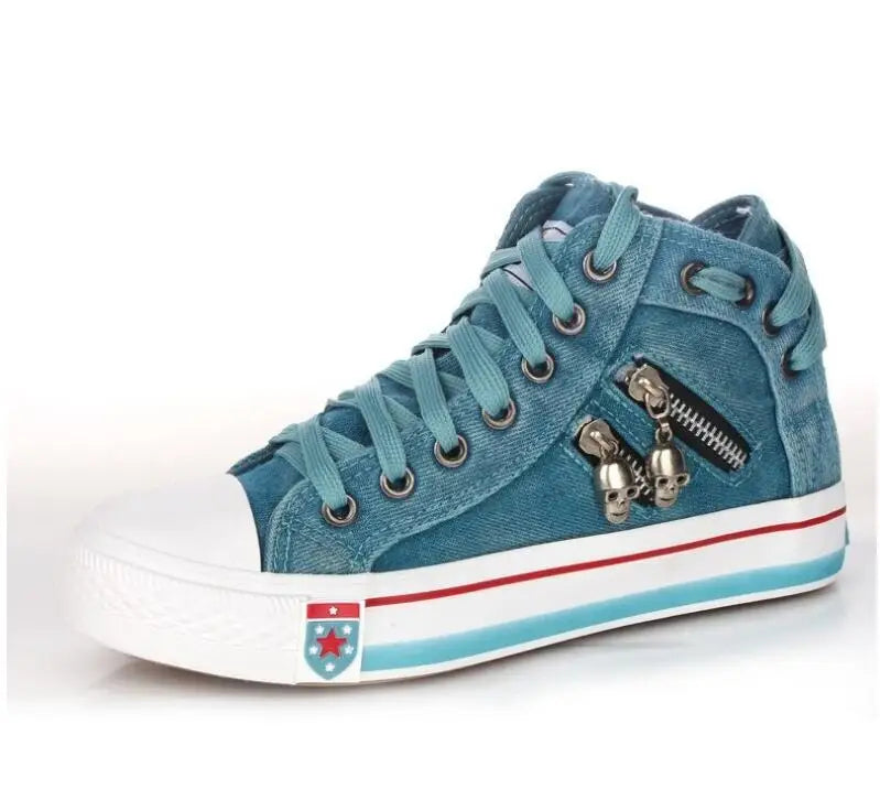 Women Casual Denim Canvas Sneakers Lace-up