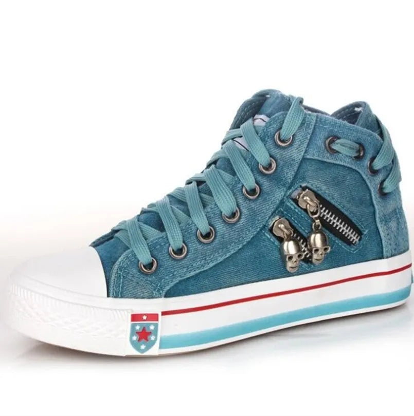 Women Casual Denim Canvas Sneakers Lace-up