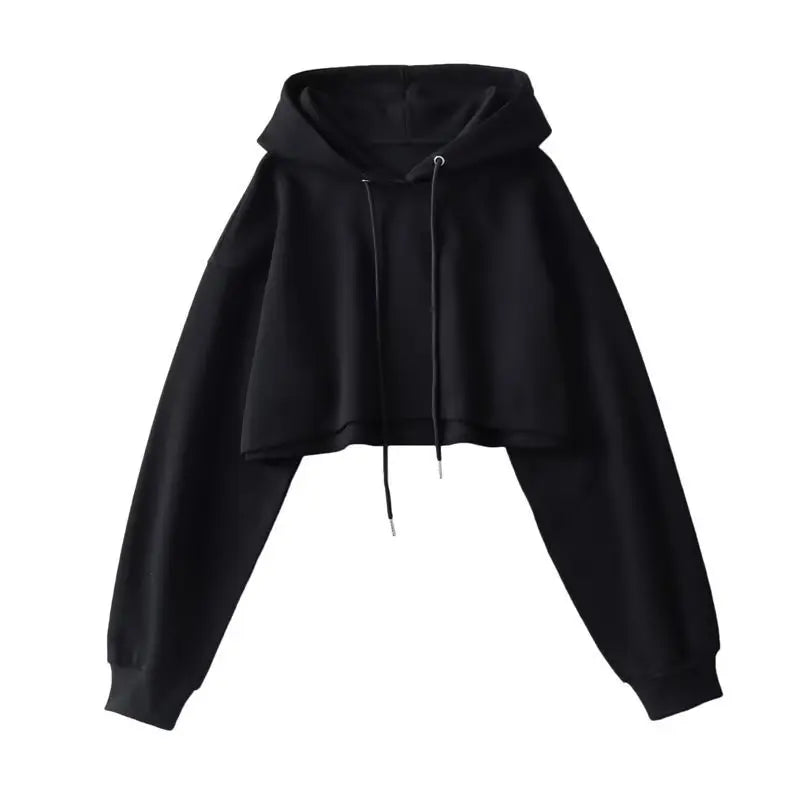 Women Crop Hoodie Long Sleeve