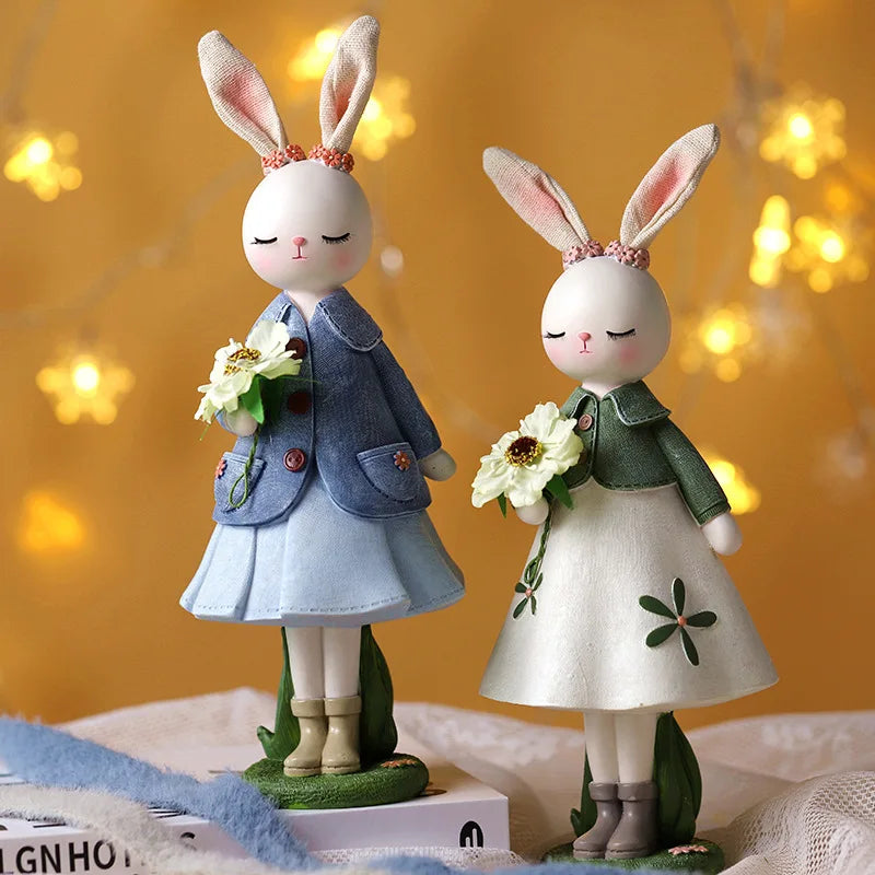 Easter Cartoon Cute Rabbit Home Table Resin Ornaments