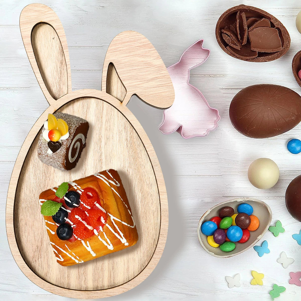 Easter Bunny Wood Food Plate/Tray