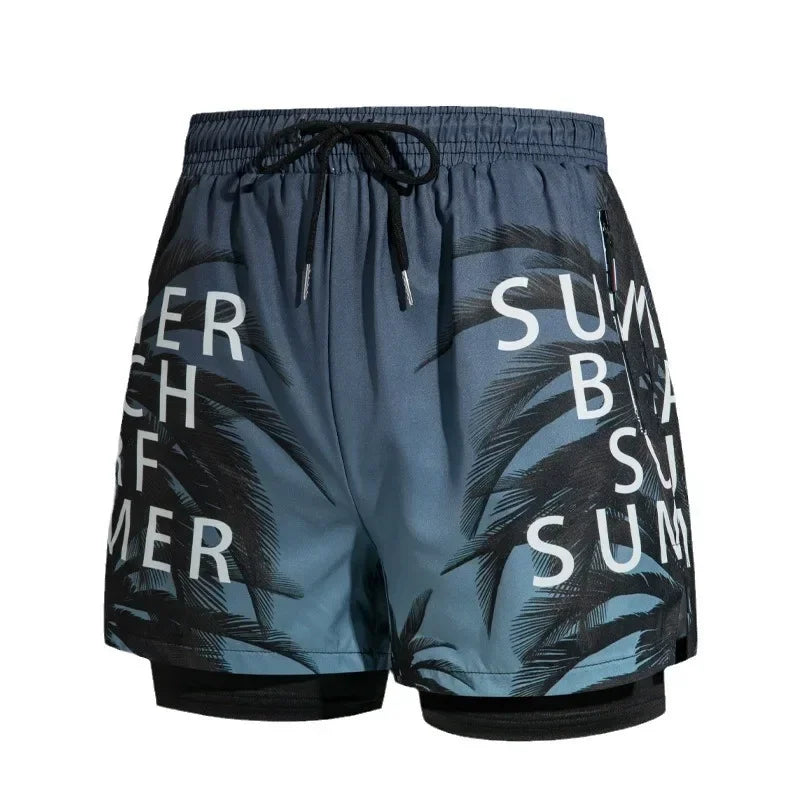 Men Double-layer Swimming Shorts