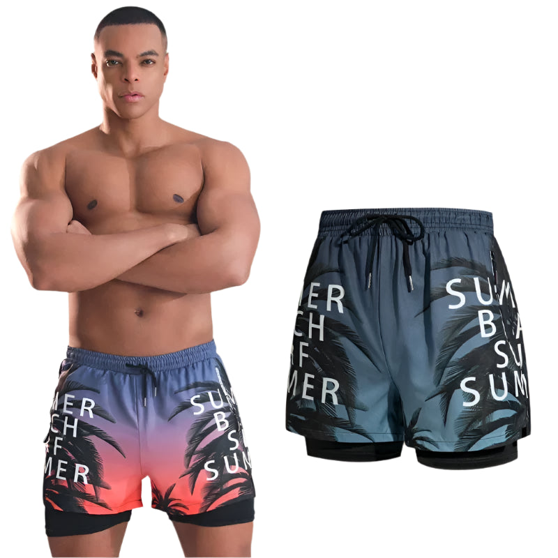 Men Double-layer Swimming Shorts