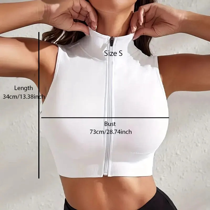 Women's 2-piece Set with Zipper Fitness Vest Top