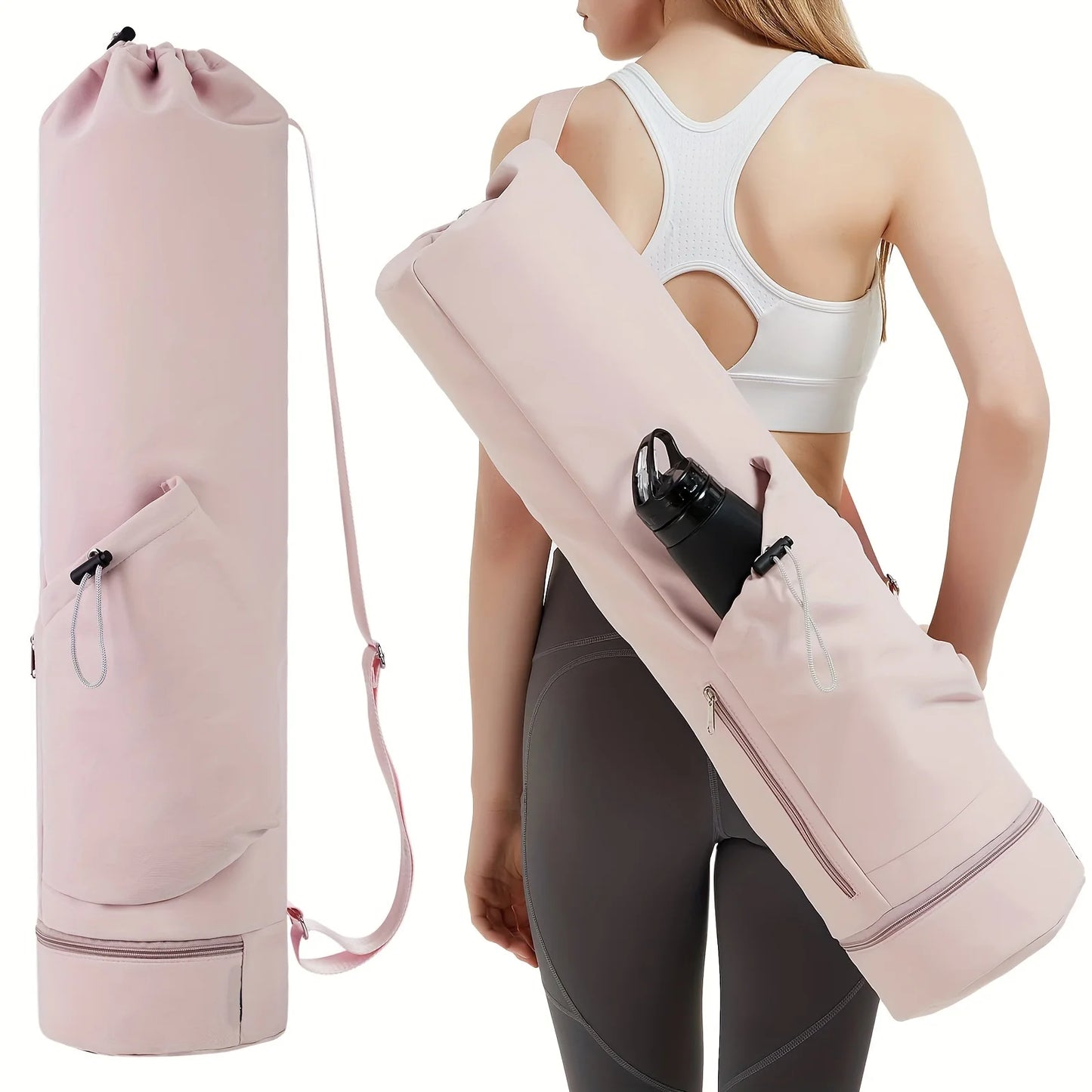 Yoga Mat Bag with Water Bottle Pocket and Bottom Wet Bag