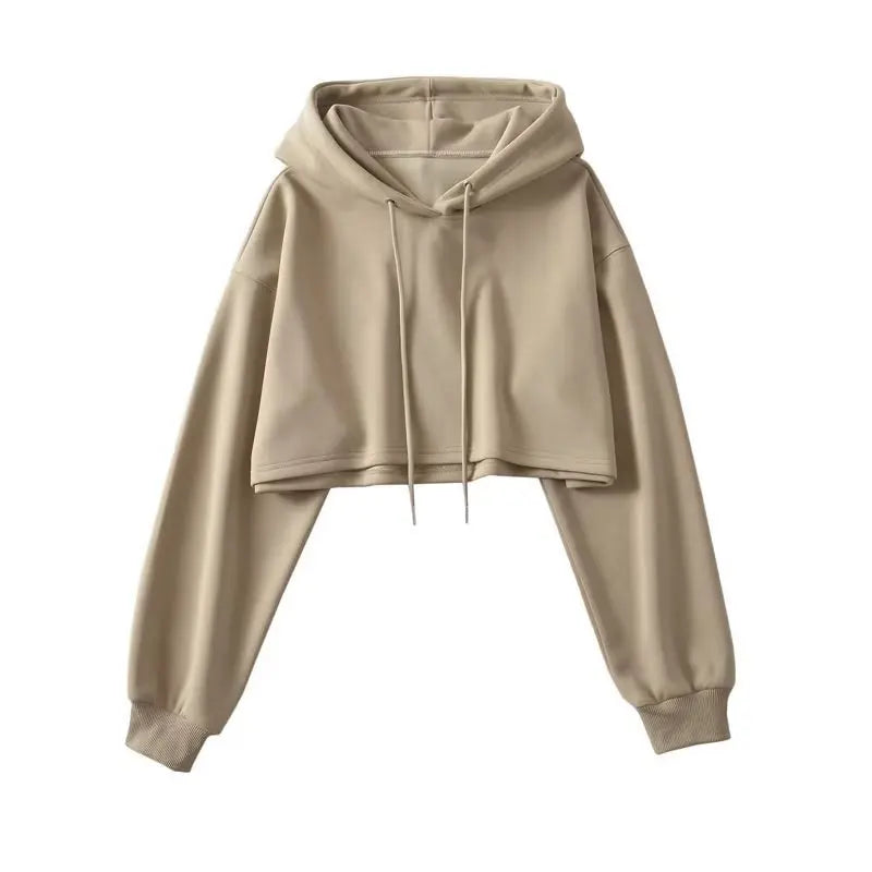 Women Crop Hoodie Long Sleeve