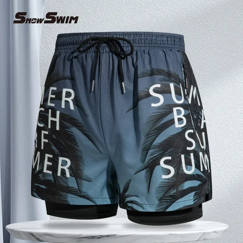 Men Double-layer Swimming Shorts