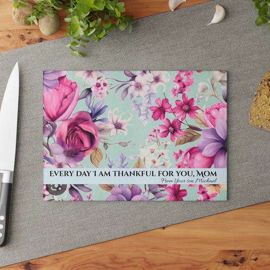 Floral Cutting Board for Mom - Meaningful Gift - Margo Makaroff - With Personalization