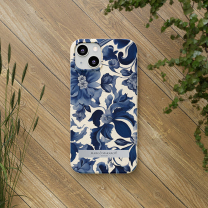 Blue Majolica Collection Biodegradable Phone Case - Eco-Friendly Style for Nature Lovers with Personalization by Margo Makaroff