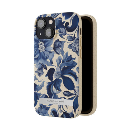 Blue Majolica Collection Biodegradable Phone Case - Eco-Friendly Style for Nature Lovers with Personalization by Margo Makaroff