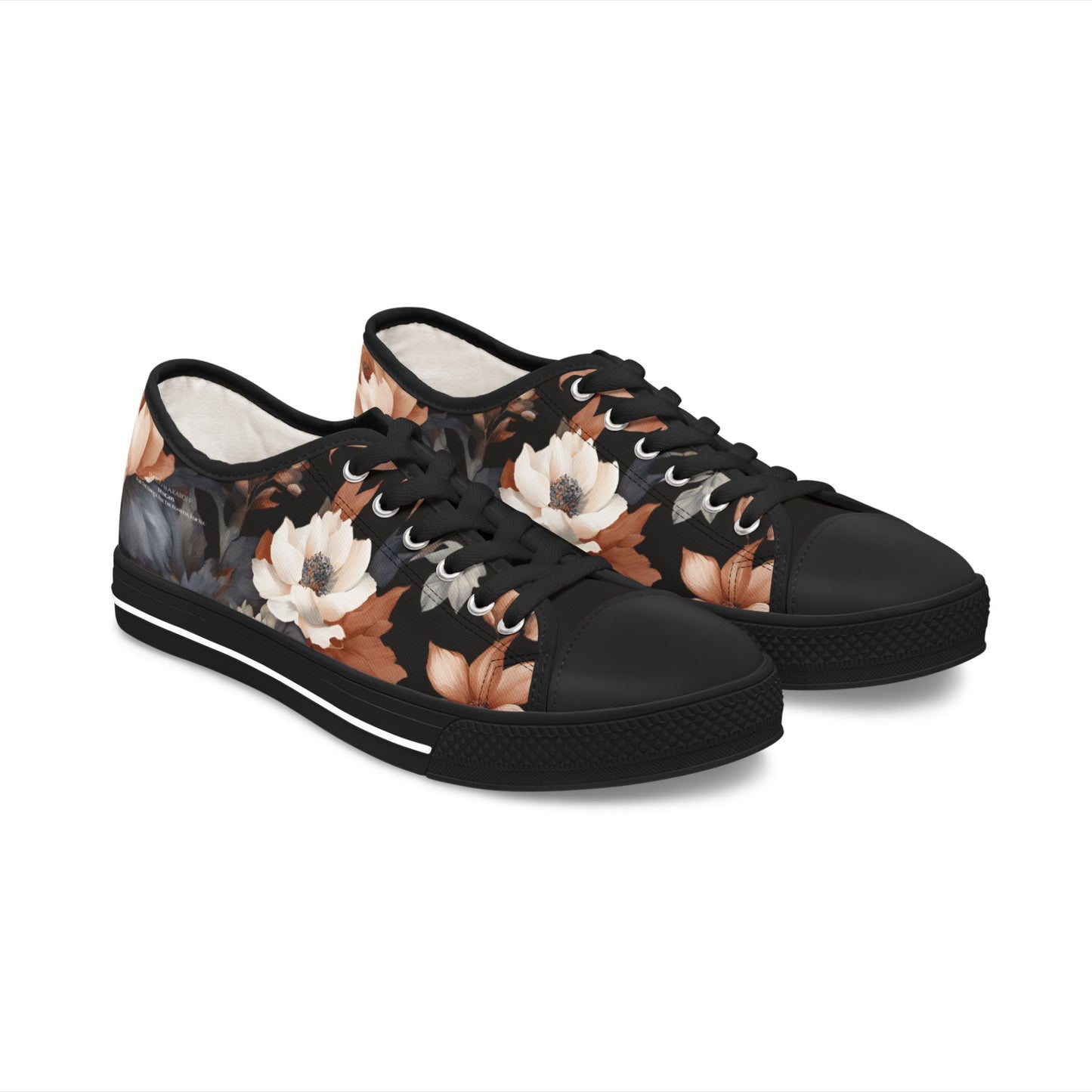 Floral Women's Sneakers - Monochrome Design  by Margo Makaroff - Personalization Available