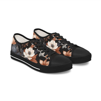 Floral Women's Sneakers - Monochrome Design  by Margo Makaroff - Personalization Available